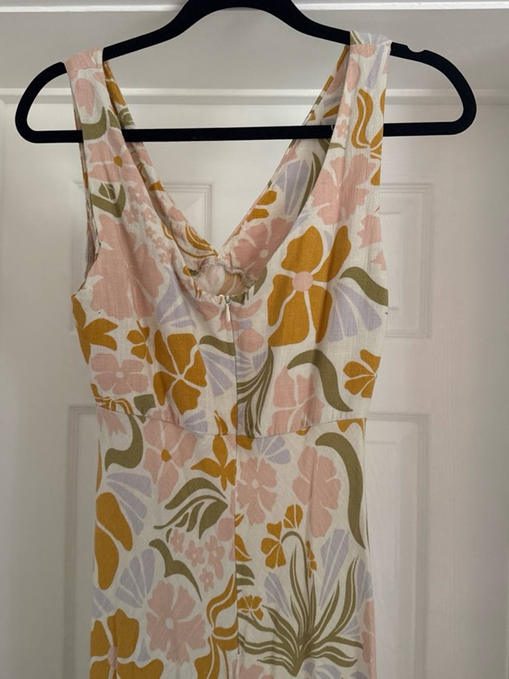 Floral V-Neck Midi Dress in Pink & Mustard - Picture 3 of 3
